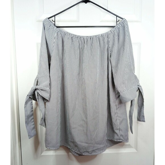 Stem & Vine Black & White Stripe Off Shoulder Medium - Picture 2 of 4